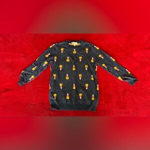ModCloth Women's Navy Long Sleeve Candy Corn Pattern Pullover Sweater S